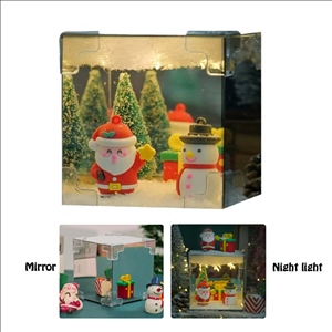 Christmas Night Light Acrylic Glass Mirror Lamp